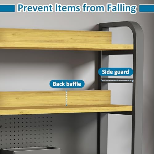 Desktop Hutch Bookshelf with Pegboard,Black, 95CM/37.4IN - Image 4