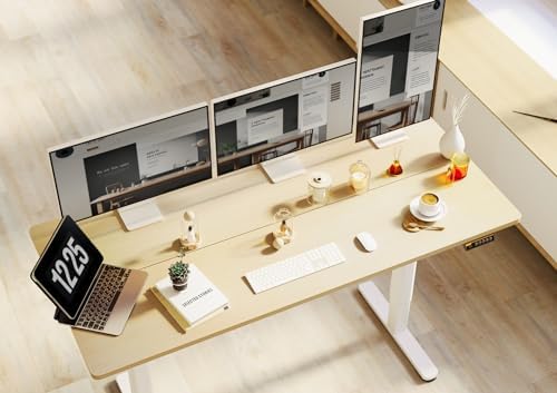 Claiks Electric Height Adjustable Standing Desk, 63x24 Inch, Nature - Image 6