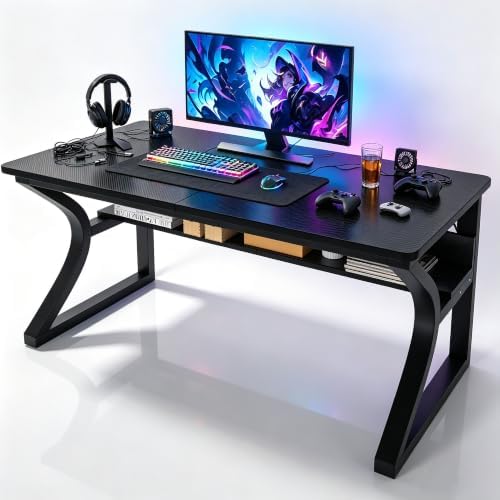 Wood Computer Desk Table for Office Gaming Pc (Carbon Fiber - Black, 47") by StarGraph