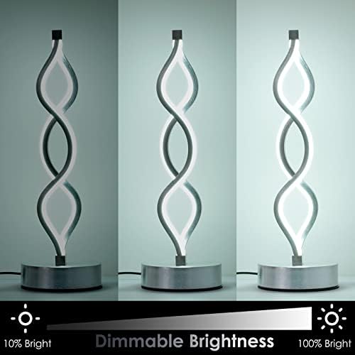 NUÜR Silver Table Lamps Set of 2, 15.8 Inch LED Bedside Lamps - Image 6