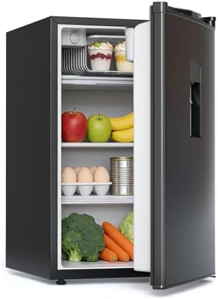 COWSAR 4.4 Cu.Ft Mini Dorm Fridge with Freezer & Water Dispenser, Black by COWSAR