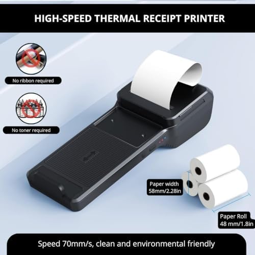 POS XP-P1 Portable Thermal Printer, USB & Bluetooth, 58mm Paper Width, High-Speed Printing, 1D/2D Barcode Scanning, Compatible with Windows, Linux, Android, iOS (Black) - Image 4