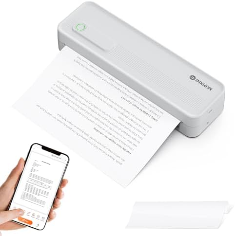 A41 Bluetooth Thermal Printer, Portable Inkless Printer for Travel Supports 8.5 x 11 Inch Paper, Small Mobile Printing Device Ideal for Office, School, Home by Unknown