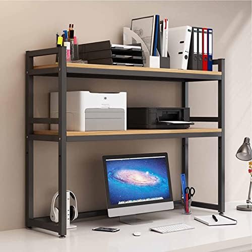 Desk Shelf Organizer - Desktop Bookshelf Metal, Computer Desk Desktop Storage Rack, 2-tier Book Display Rack, Wrought Iron Desk Ornament Decorative Rack, Easy To Install ( Size : 55*32*90cm ) by GUODDM