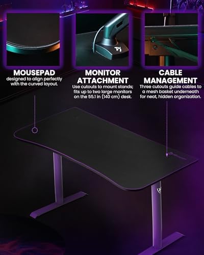 Arozzi Arena Medium Gaming Desk Purple - Image 4