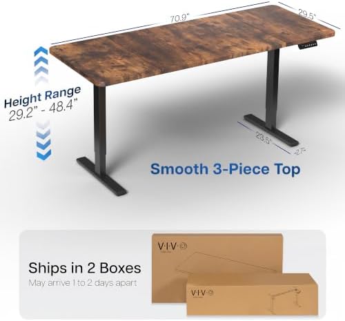 VIVO Rustic Vintage Brown 71 x 30 in Standing Desk, DESK-KIT-1B7N - Image 3