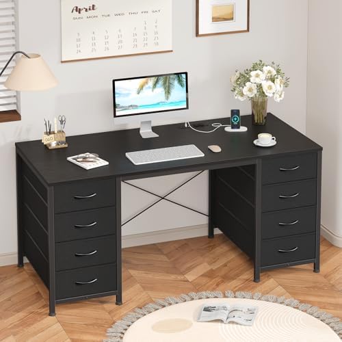 50 Inch Computer Desk with 8 Drawers for Home Office, Bedroom, Living Room by YomiluveDesign