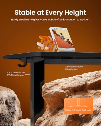 ErGear Height Adjustable Electric Standing Desk, 55 x 28 Inches Sit Stand up Desk, Memory Computer Home Office Desk, Carbon Fiber Black - Image 4