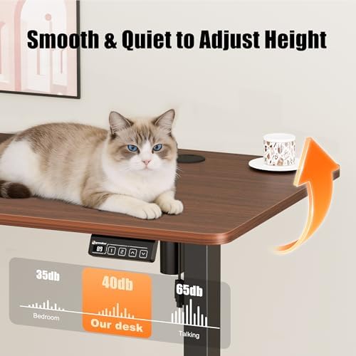 47"x24" Standing Desk, Height Adjustable Sit-Stand Home Office, Walnut - Image 5