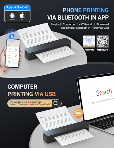 PRT MT610 Portable A4 Thermal Printer, Inkless Bluetooth Printer for Phone - Image 2