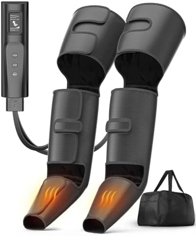 Leg Compression Boots: Foot Massager with 3 Heat 3 Mode 3 Intensity, Black by Sanfelia