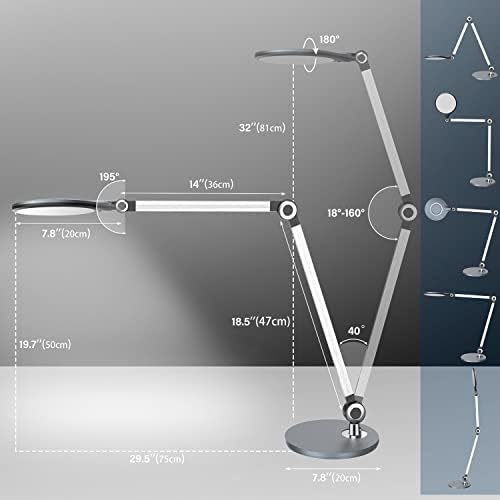 Desk Lamp,Led Architect Desk Lamp,Desk Lamps for Home Office,Table lamp with Wireless Charger & Adjustable Swing Arm,Touch Control, 3 Lighting Mode,5 Brightness,Eye-Caring Office Lamp - Image 6