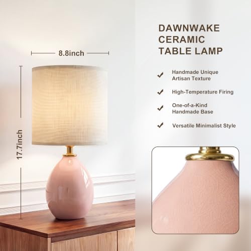 Dawnwake 17.7" Ceramic Table Lamps Set of 2 for Living Room Bedroom, Pink - Image 2