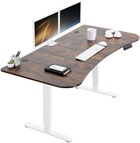 VIVO Rustic Vintage Brown 63 x 32 in Standing Desk, DESK-KIT-2W1N by VIVO