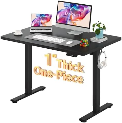 SANODESK One-Piece 1'' Thick Height Adjustable Standing Desk 48''x30'' by sanodesk
