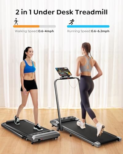 Acezoe Walking Pad Treadmill with Incline, 2 in 1 Foldable Treadmills for Home Small Office, 300lbs Portable Compact Under Desk Treadmill with App, Remote Control and LED Display - Image 4
