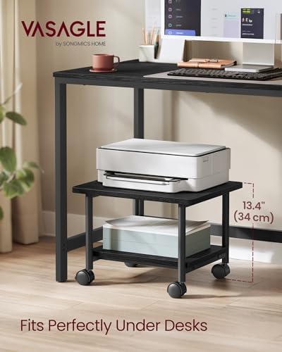 VASAGLE 2-Tier Printer Stand with Locking Wheels, Under Desk Printer Table - Image 2