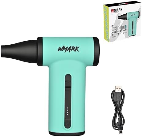 WMARK Electric Adjustable Turbo Jet Fan Compressed Air Duster - 130000 RPM Brushless Motor Mini Blower, 33m/s Max Wind Speed for Computer, Workshop, Home, Outdoor & Car, NG-TB001 (Blue) by WMARKPROFESSIONAL