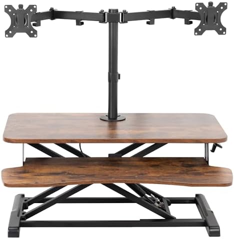VIVO Vintage Brown 32 in Standing Desk Converter with Stand, DESK-V000KN-M2 by VIVO