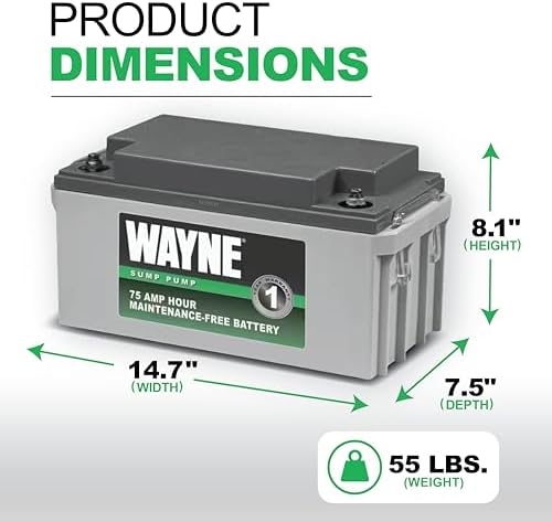 Wayne Maintenance Free Standby Battery for Backup Sump Pumps (WSB1275) - Image 2