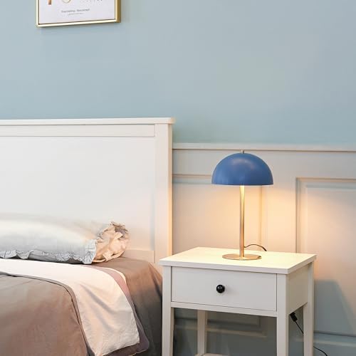 Globe Electric 15" Matte Blue Desk Lamp with Matte Brass Accents - Image 7