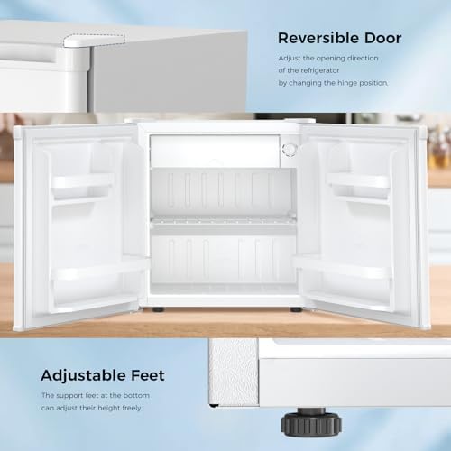 Antarctic Star 1.7 Cu.Ft Compact Refrigerator with Freezer,Adjustable Thermostat,Removable Glass Shelf,Single Reversible Door Mini Fridge for Bedroom,Office,Dorm,White - Image 4