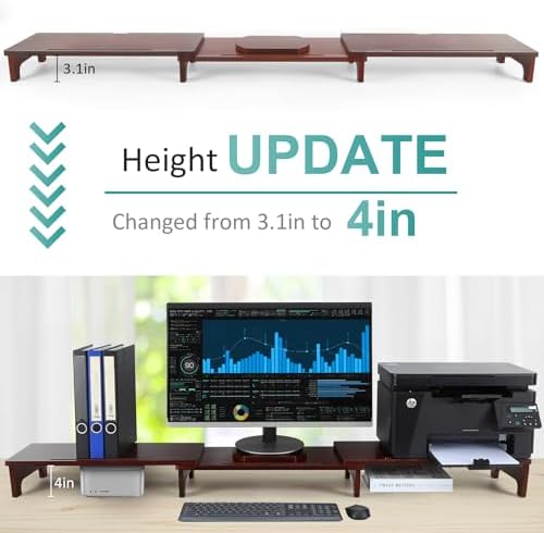 Nnewvante Bamboo Monitor Riser, 60 inch Upgrade Height Large TV Riser - Image 2