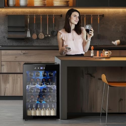Electactic 37 Bottle Wine Fridge,Freestanding 145 Can Beverage Refrigerator with Smart Temperature Control，4.5 CU FT Quiet Mini Fridge with Child Lock Panel for Family Restaurant Bar, Black - Image 6