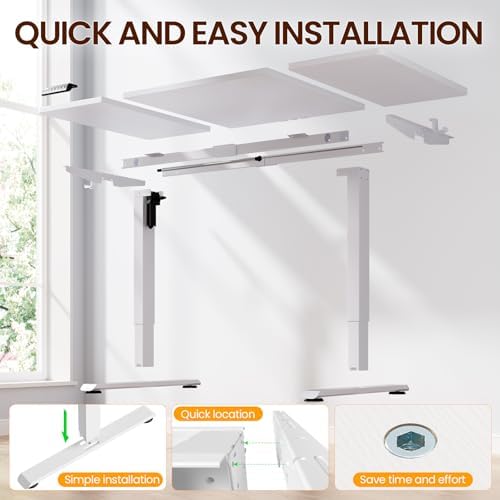 Veken 63"x28" Wider Large Standing Desk, Electric Height Adjustable, White - Image 4