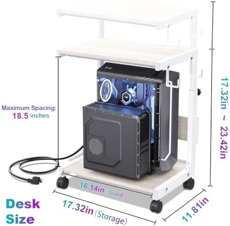 Computer Tower Stand with Charging Station, for Small and Mid-Tower PCs - Image 2