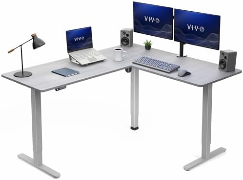 VIVO Dark Gray 63 x 55 in Corner Standing Desk, DESK-E3CTGG by VIVO