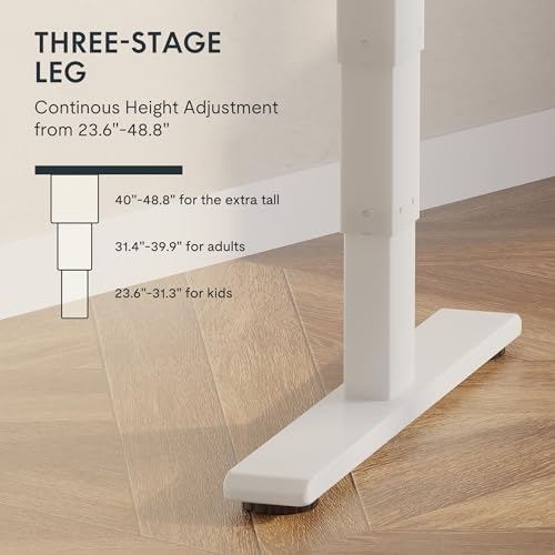 FLEXISPOT E6 Solid Wood 3-Stage Dual Motor 63 x 24 Electric Standing Desk, Holds 220 lbs, Adjustable Height w/Memory Presets, Butcher Block Rubberwood Desktop & White Frame, Ships in 2 Boxes - Image 7