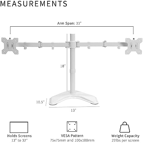 VIVO Dual LED LCD Monitor Free-Standing Desk Stand - Image 3