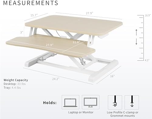 VIVO Light Wood 28 inch Standing Desk Converter, DESK-V028KF - Image 3