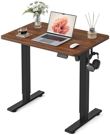 FEZIBO Standing Desk 32 × 19 Inch Electric Height Adjustable, Black Walnut by FEZIBO