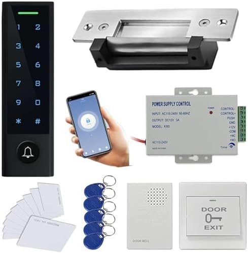 WiFi Remote Manage IP66 Watreproof Access Control Keypad ANSI Standard North American Heavy Duty Electric Strike Lock Push Exit Button Smart Phone App Remote ADD/Delete User by MENGQI-CONTROL