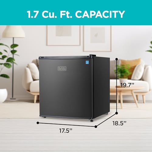 BLACK+DECKER 1.7 Cu. Ft. Compact Refrigerator, Energy Star, BCRK17B, Black - Image 2