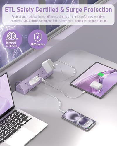 Jgstkcity Desk Clamp Power Strip USB C 45W,8 USB,10FT,Pink - Image 4