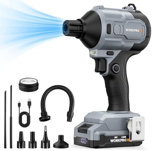 WORKPROX Compressed Air Duster 20V Max, Brushless 4-Speed Air Blower, Black by WORKPRO