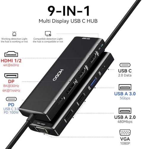 USB C Docking Station Dual Monitor for HP,Laptop Docking Station 3 Monitors - Image 2