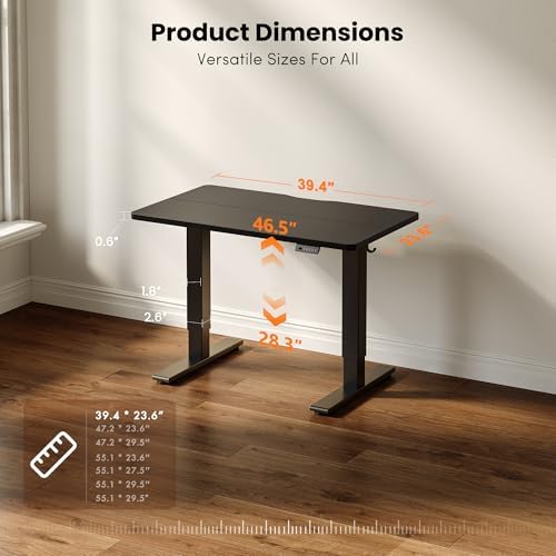 CubiCubi Electric Height Adjustable Standing Desk 40x24 Inch, Black - Image 3
