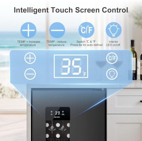 Antarctic Star Auto Defrost Beverage Refrigerator, 130 Can Mini Fridge with Glass Door &Adjustable Shelves, 21-50°F Temp Control,Beverage Cooler for Soda, Beer, Wine, Home Bar, Office, 3.2 Cu.Ft - Image 3