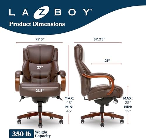 La-Z-Boy Big and Tall Executive Office Chair Lumbar Support, Leather Chair - Image 3