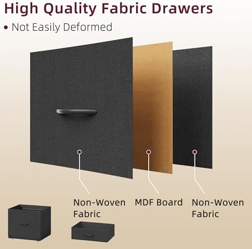 HIGDBFE File Cabinet with 2 Fabric Drawers and Printer Stand, Black - Image 6