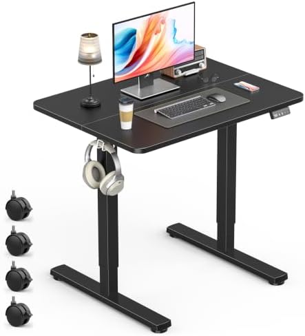 Small Electric Standing Desk, Gaming Desk, 31.5x24 Inch, Black by Zontera