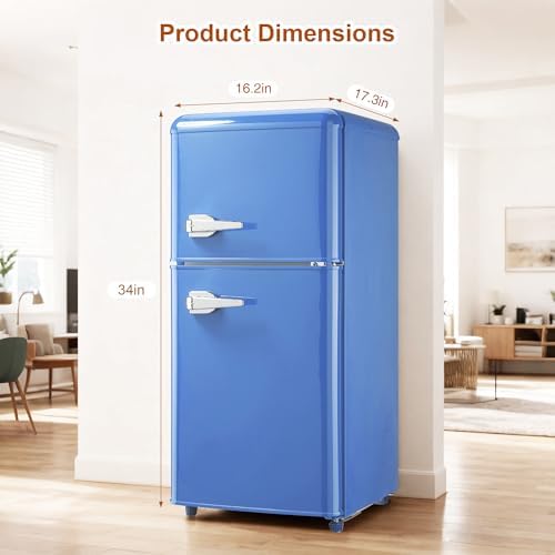 Retro Mini Fridge with Freezer 3.5 Cu. Ft, Small Refrigerator Dual Door - Image 2