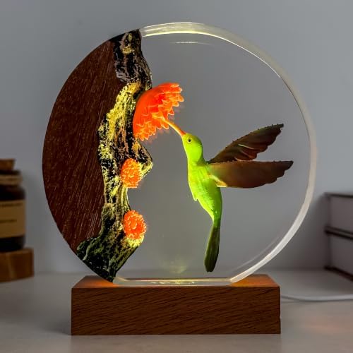 Hummingbird Resin Lamp, Handmade Resin Night Light for Home Office Decor - Image 3