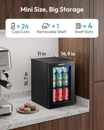 EUHOMY 24 Can Mini Fridge, 18L Beverage Refrigerator with Quiet Compressor - Image 3