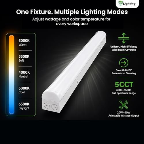 E2 LIGHTING 4ft LED Linear Shop Light, Emergency Battery Backup - Image 3