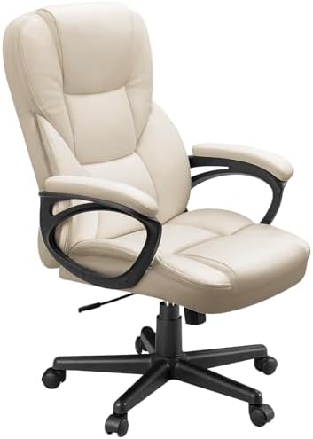 Furmax Office Executive Chair High Back Adjustable Managerial Home Desk Chair, Swivel Computer PU Leather Chair with Lumbar Support (1, Beige) by Furmax